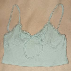 Blue Lace Crop Top